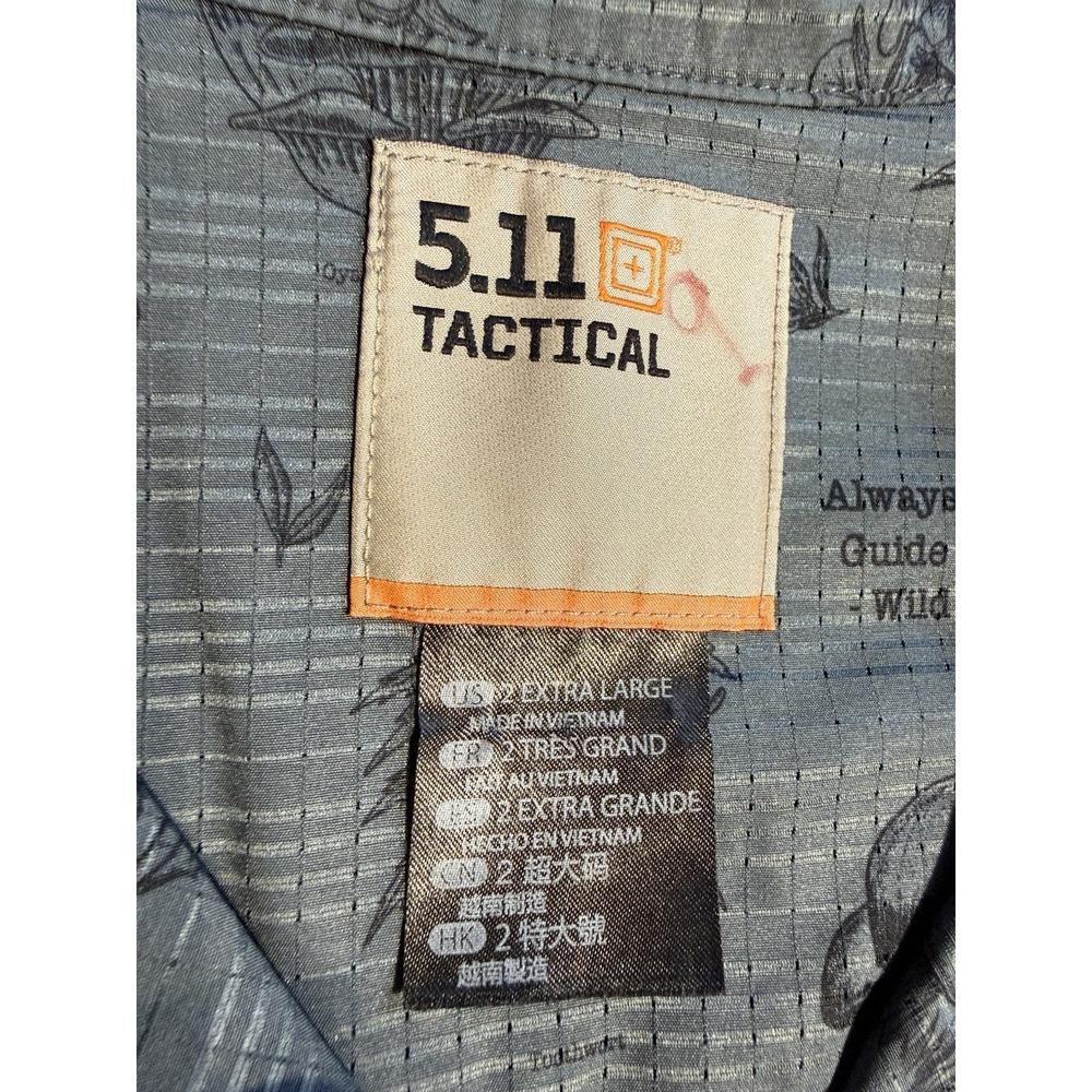5.11 Tactical Shirt 2XL‎ Blue Edible Plant AOP Snap Western Outdoor Utility - Picture 5 of 10